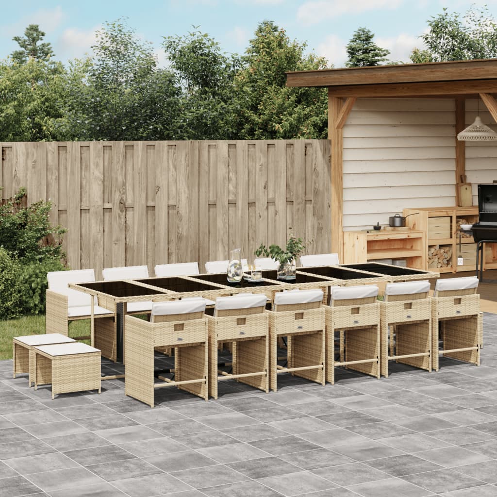17-delige Tuinset met kussens poly rattan beige is nu te koop bij PeponiXL, paradijselijk wonen!