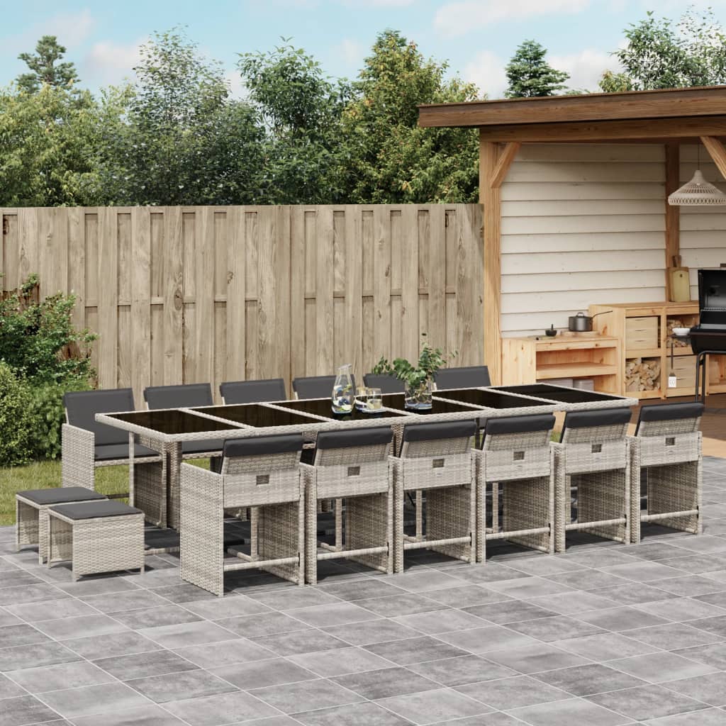 17-delige Tuinset met kussens poly rattan lichtgrijs is nu te koop bij PeponiXL, paradijselijk wonen!