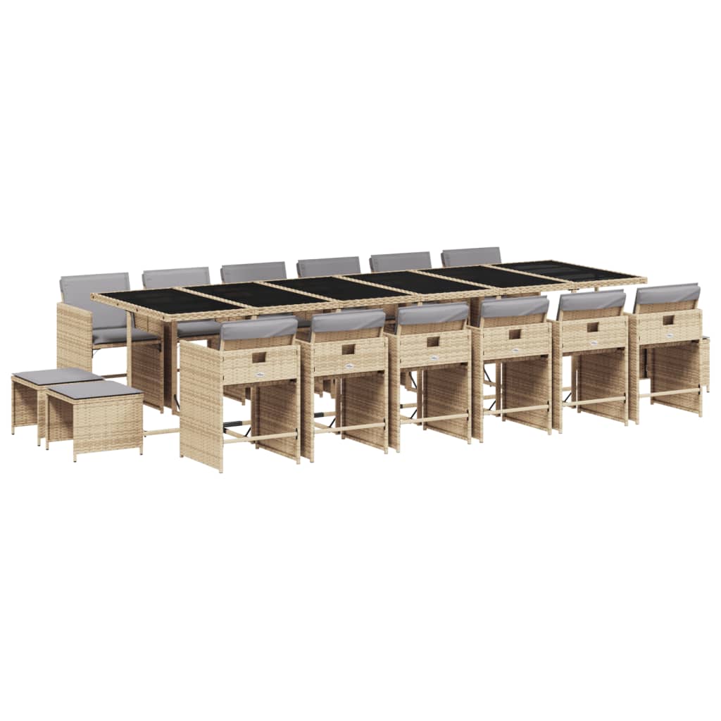 17-delige Tuinset met kussens poly rattan gemengd beige is nu te koop bij PeponiXL, paradijselijk wonen!