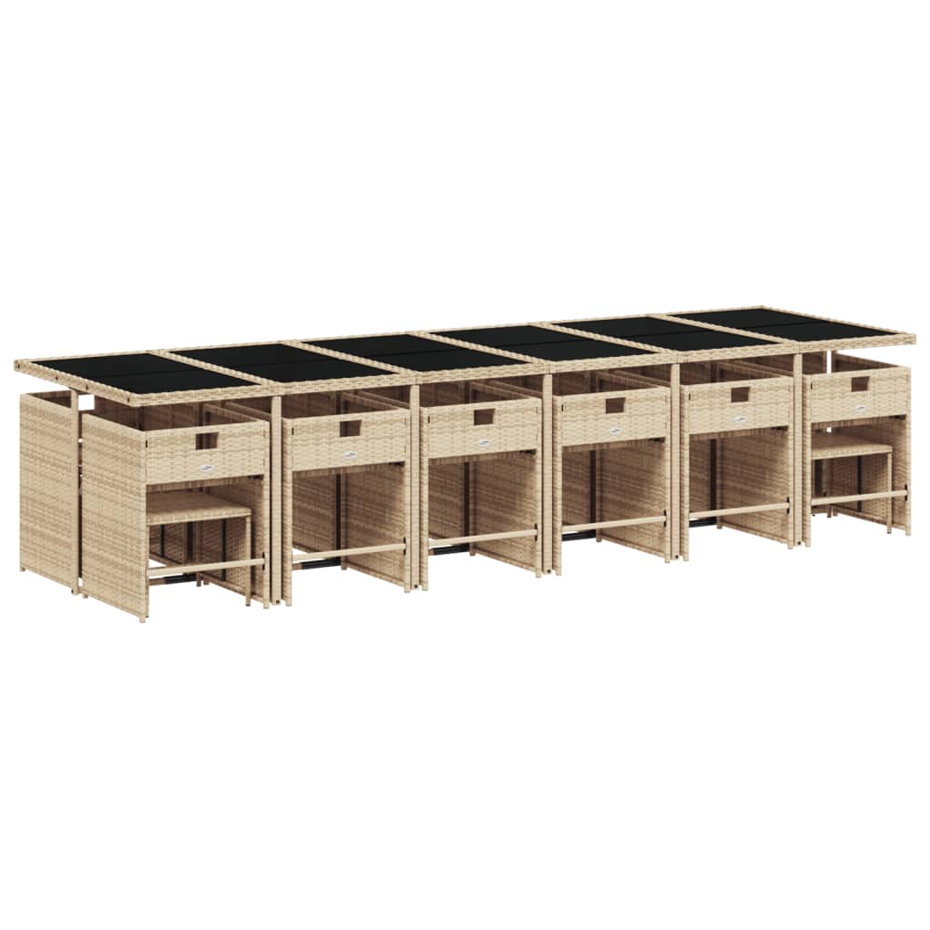 17-delige Tuinset met kussens poly rattan gemengd beige is nu te koop bij PeponiXL, paradijselijk wonen!