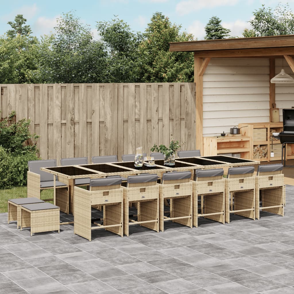 17-delige Tuinset met kussens poly rattan gemengd beige is nu te koop bij PeponiXL, paradijselijk wonen!