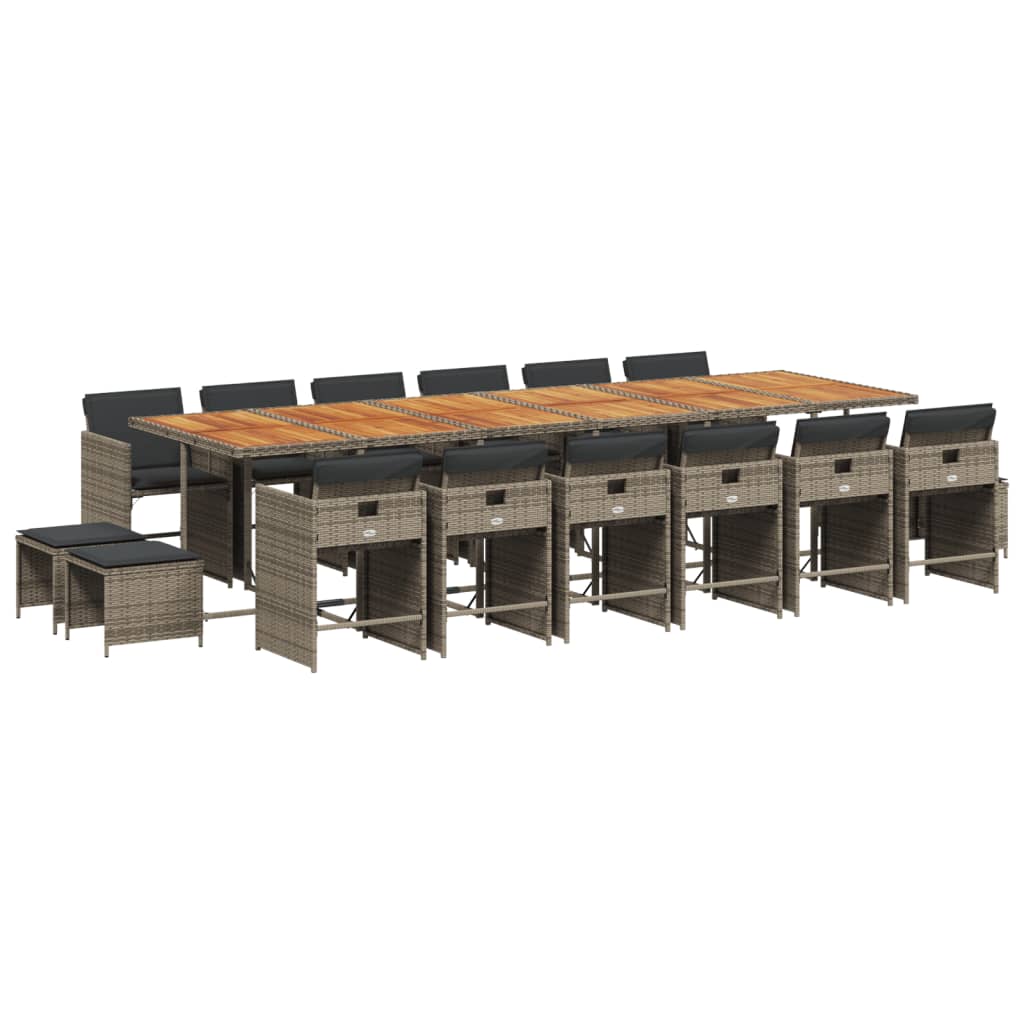 17-delige Tuinset met kussens poly rattan grijs is nu te koop bij PeponiXL, paradijselijk wonen!