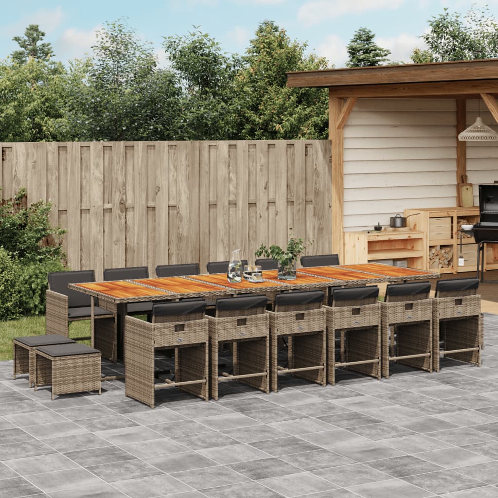 17-delige Tuinset met kussens poly rattan grijs is nu te koop bij PeponiXL, paradijselijk wonen!