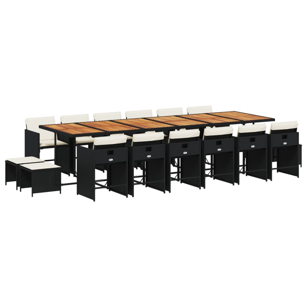 17-delige Tuinset met kussens poly rattan zwart is nu te koop bij PeponiXL, paradijselijk wonen!