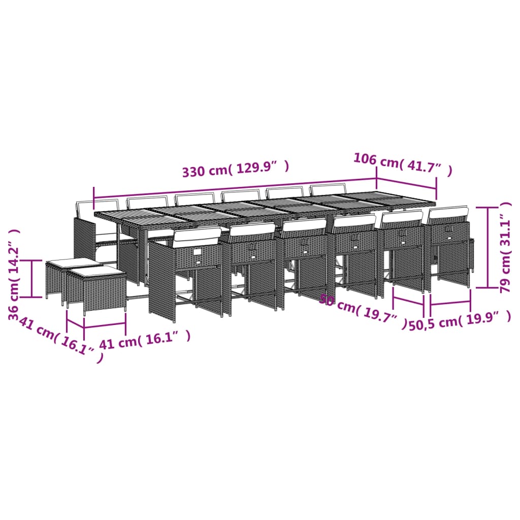 17-delige Tuinset met kussens poly rattan zwart is nu te koop bij PeponiXL, paradijselijk wonen!