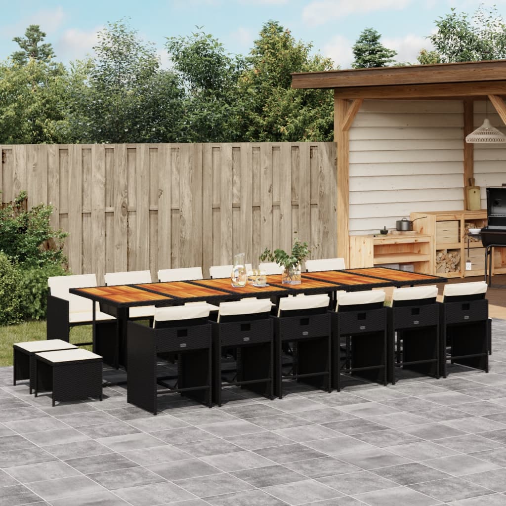 17-delige Tuinset met kussens poly rattan zwart is nu te koop bij PeponiXL, paradijselijk wonen!