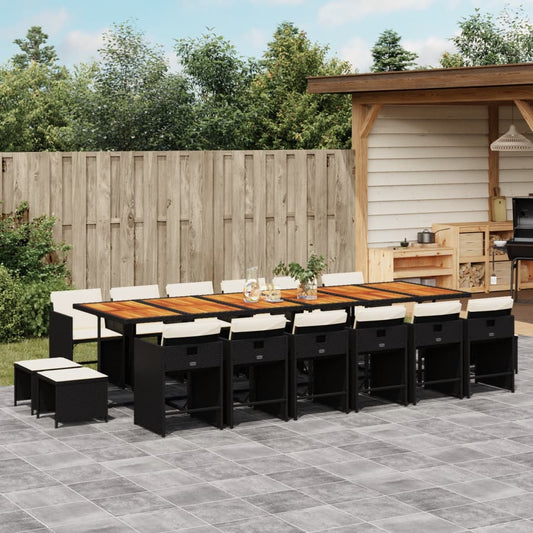 17-delige Tuinset met kussens poly rattan zwart is nu te koop bij PeponiXL, paradijselijk wonen!