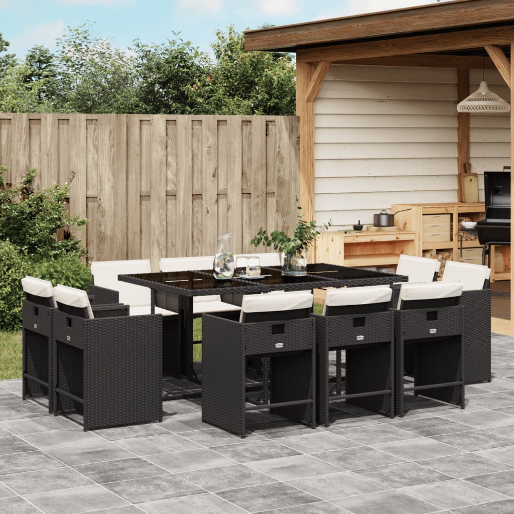 11-delige Tuinset met kussens poly rattan zwart is nu te koop bij PeponiXL, paradijselijk wonen!