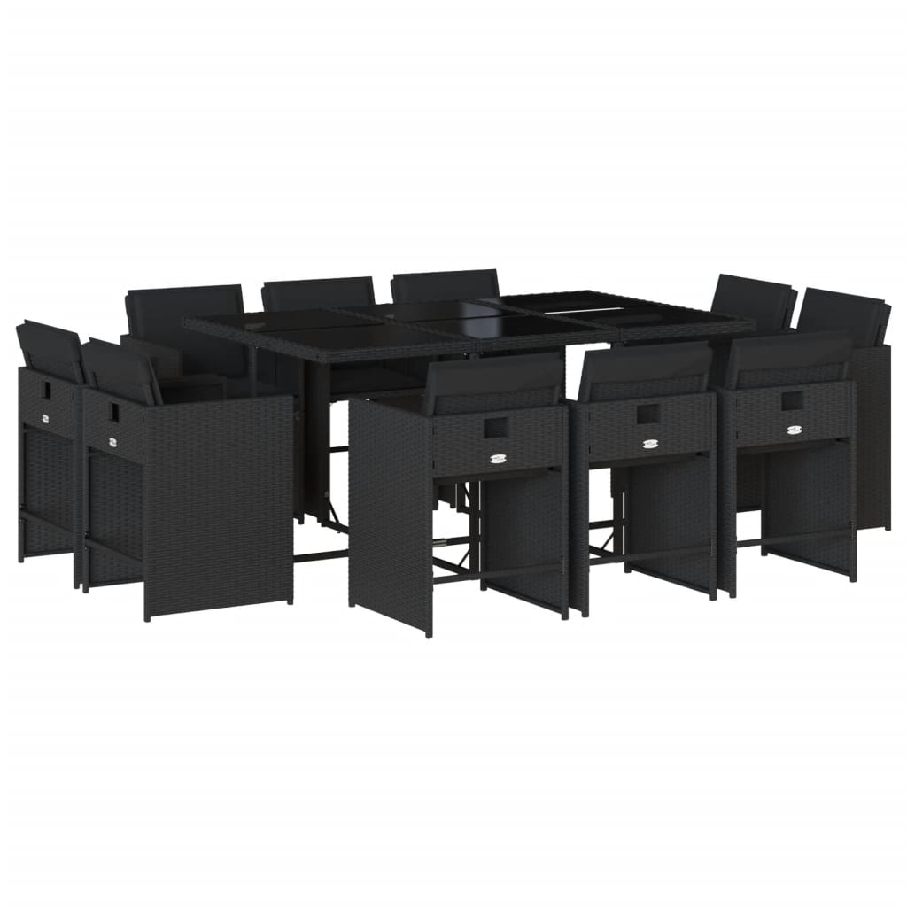 11-delige Tuinset met kussens poly rattan zwart is nu te koop bij PeponiXL, paradijselijk wonen!