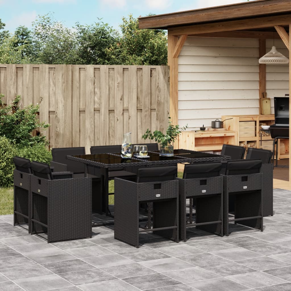 11-delige Tuinset met kussens poly rattan zwart is nu te koop bij PeponiXL, paradijselijk wonen!