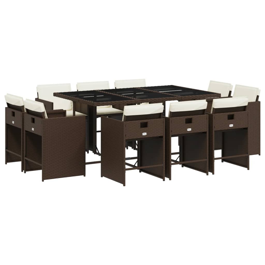 11-delige Tuinset met kussens poly rattan bruin is nu te koop bij PeponiXL, paradijselijk wonen!