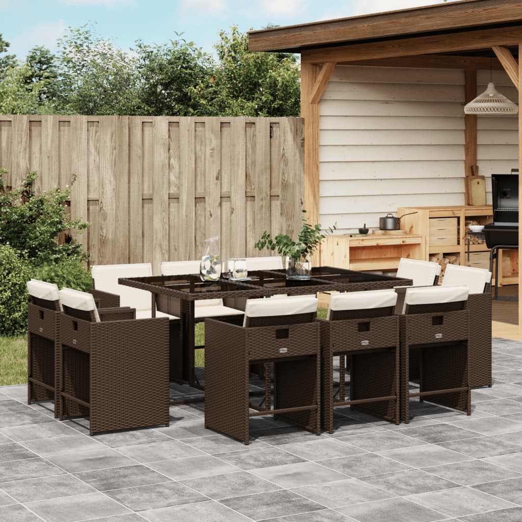 11-delige Tuinset met kussens poly rattan bruin is nu te koop bij PeponiXL, paradijselijk wonen!