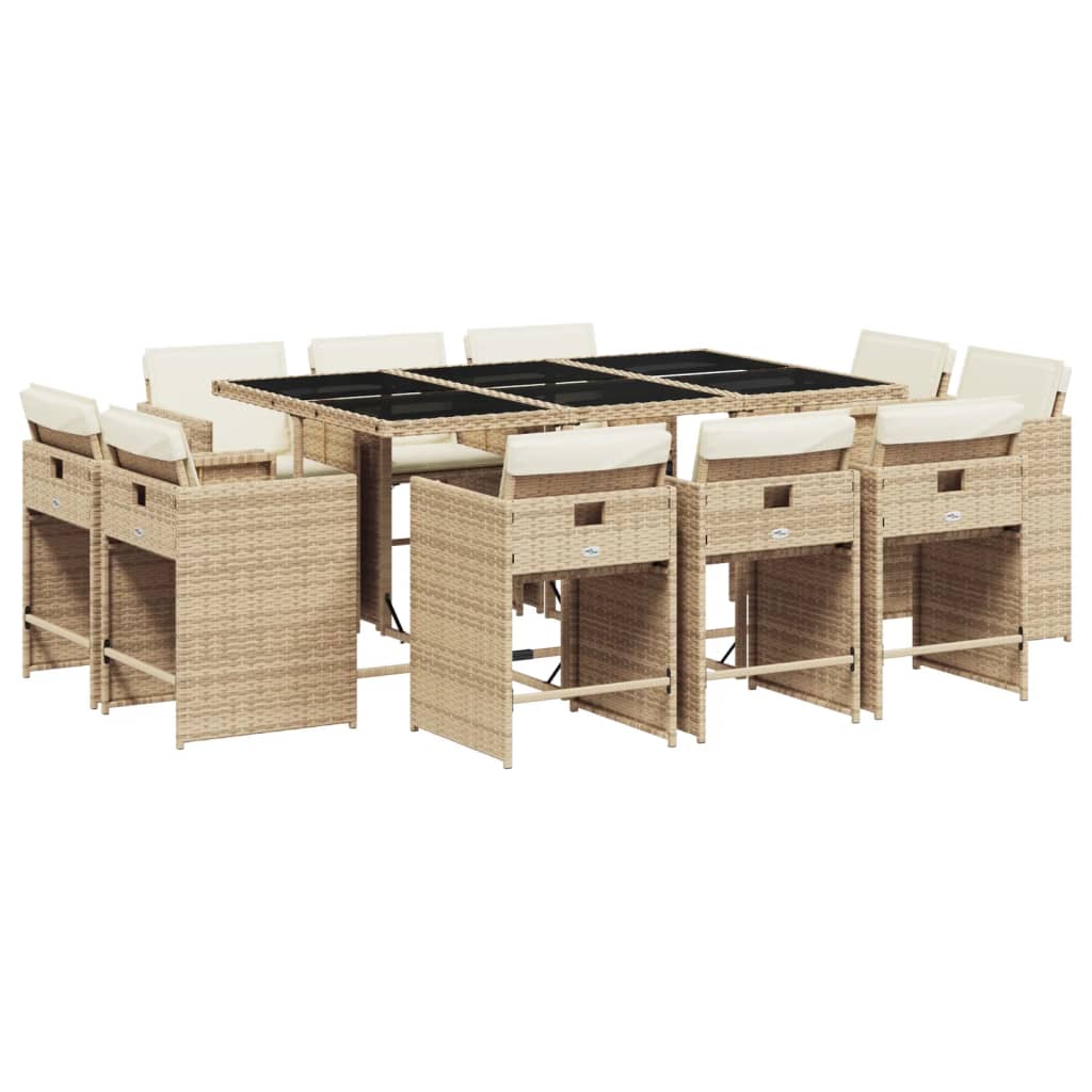11-delige Tuinset met kussens poly rattan beige is nu te koop bij PeponiXL, paradijselijk wonen!