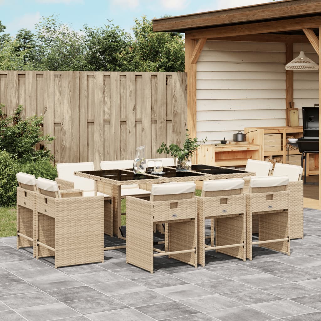 11-delige Tuinset met kussens poly rattan beige is nu te koop bij PeponiXL, paradijselijk wonen!