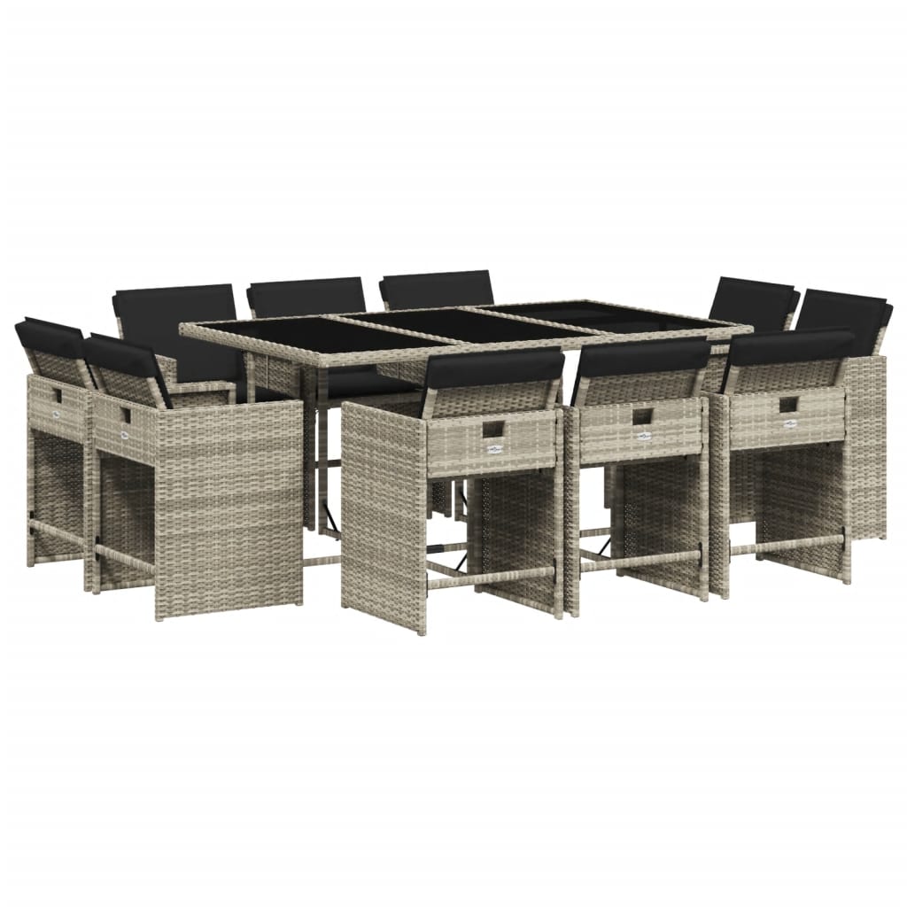 11-delige Tuinset met kussens poly rattan lichtgrijs is nu te koop bij PeponiXL, paradijselijk wonen!