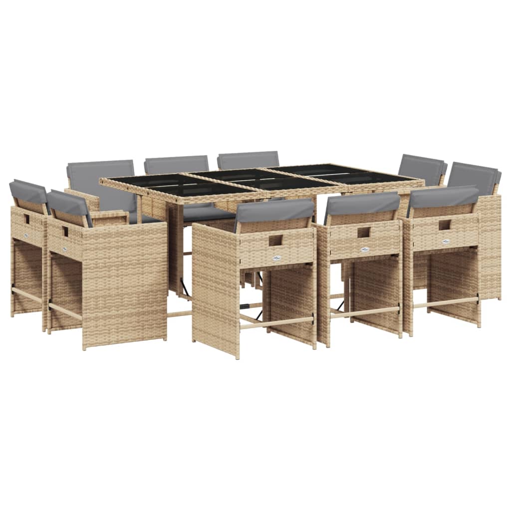11-delige Tuinset met kussens poly rattan gemengd beige is nu te koop bij PeponiXL, paradijselijk wonen!