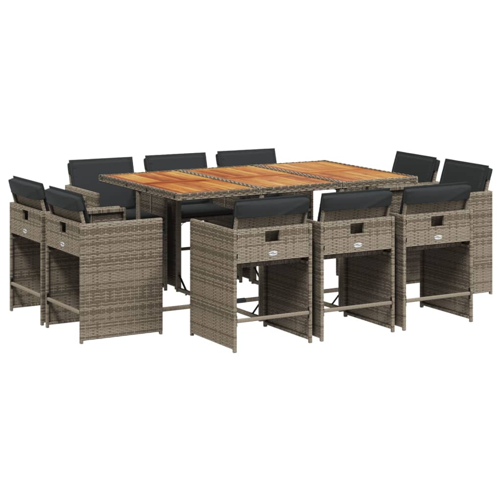 11-delige Tuinset met kussens poly rattan grijs is nu te koop bij PeponiXL, paradijselijk wonen!