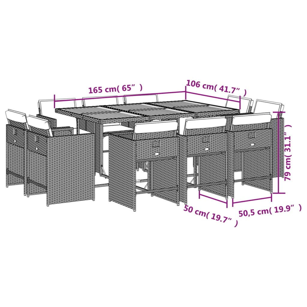 11-delige Tuinset met kussens poly rattan grijs is nu te koop bij PeponiXL, paradijselijk wonen!