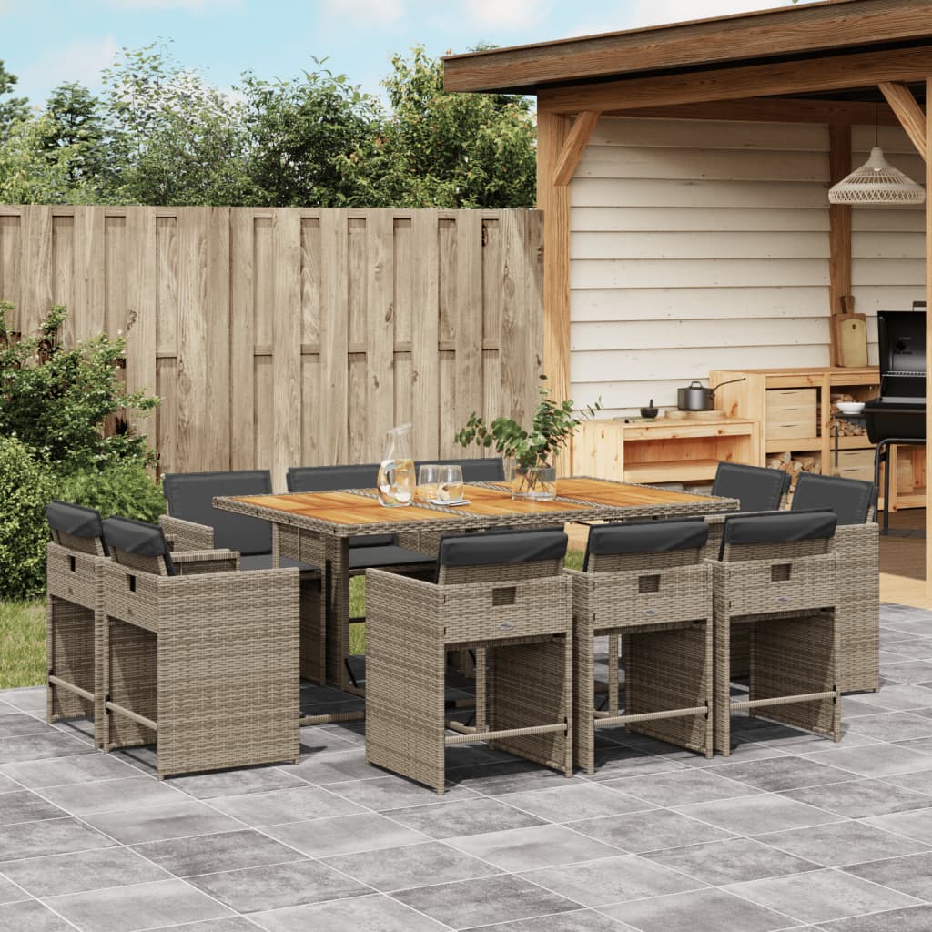 11-delige Tuinset met kussens poly rattan grijs is nu te koop bij PeponiXL, paradijselijk wonen!