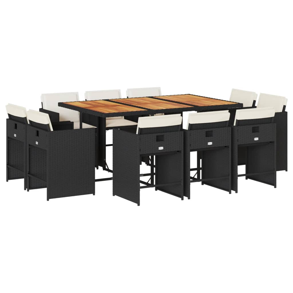 11-delige Tuinset met kussens poly rattan zwart is nu te koop bij PeponiXL, paradijselijk wonen!