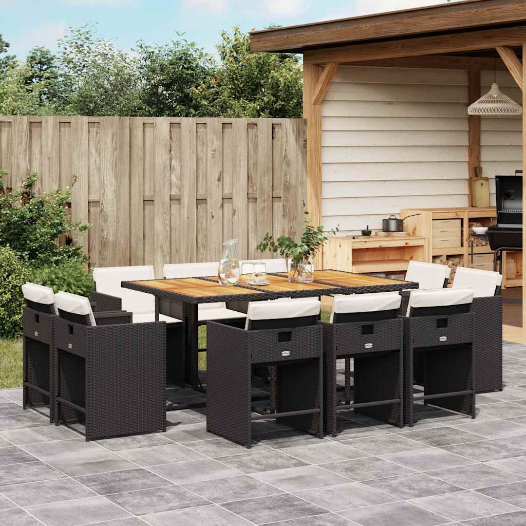 11-delige Tuinset met kussens poly rattan zwart is nu te koop bij PeponiXL, paradijselijk wonen!