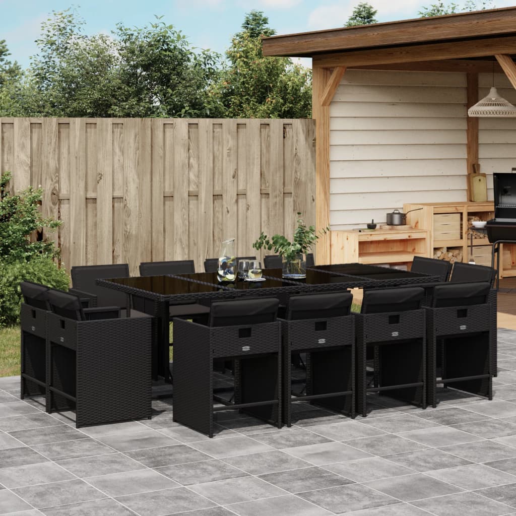13-delige Tuinset met kussens poly rattan zwart is nu te koop bij PeponiXL, paradijselijk wonen!