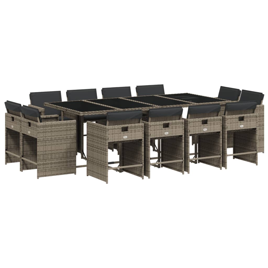 13-delige Tuinset met kussens poly rattan grijs is nu te koop bij PeponiXL, paradijselijk wonen!