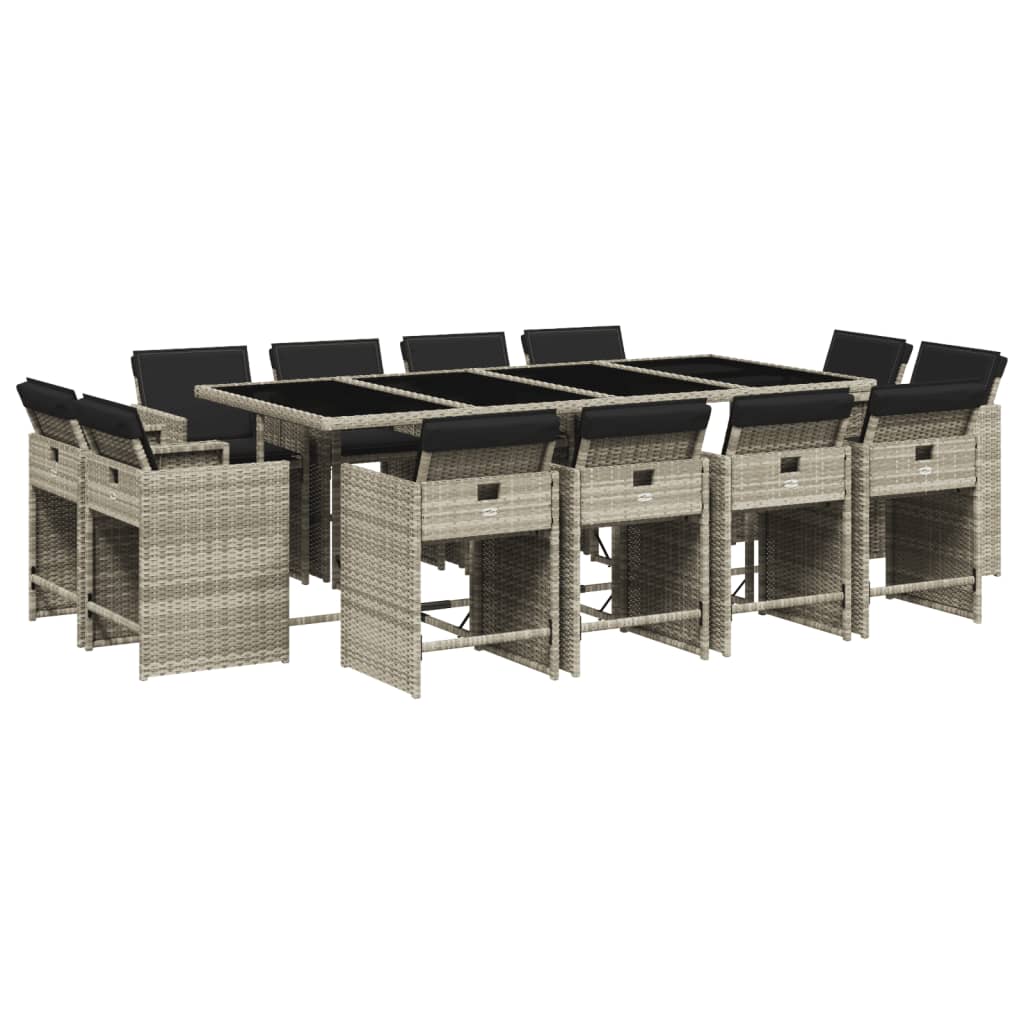 13-delige Tuinset met kussens poly rattan lichtgrijs is nu te koop bij PeponiXL, paradijselijk wonen!