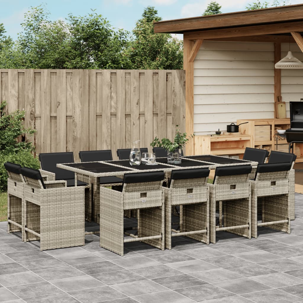 13-delige Tuinset met kussens poly rattan lichtgrijs is nu te koop bij PeponiXL, paradijselijk wonen!
