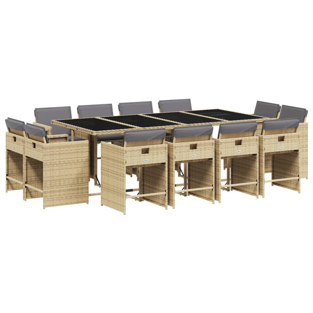 13-delige Tuinset met kussens poly rattan gemengd beige is nu te koop bij PeponiXL, paradijselijk wonen!