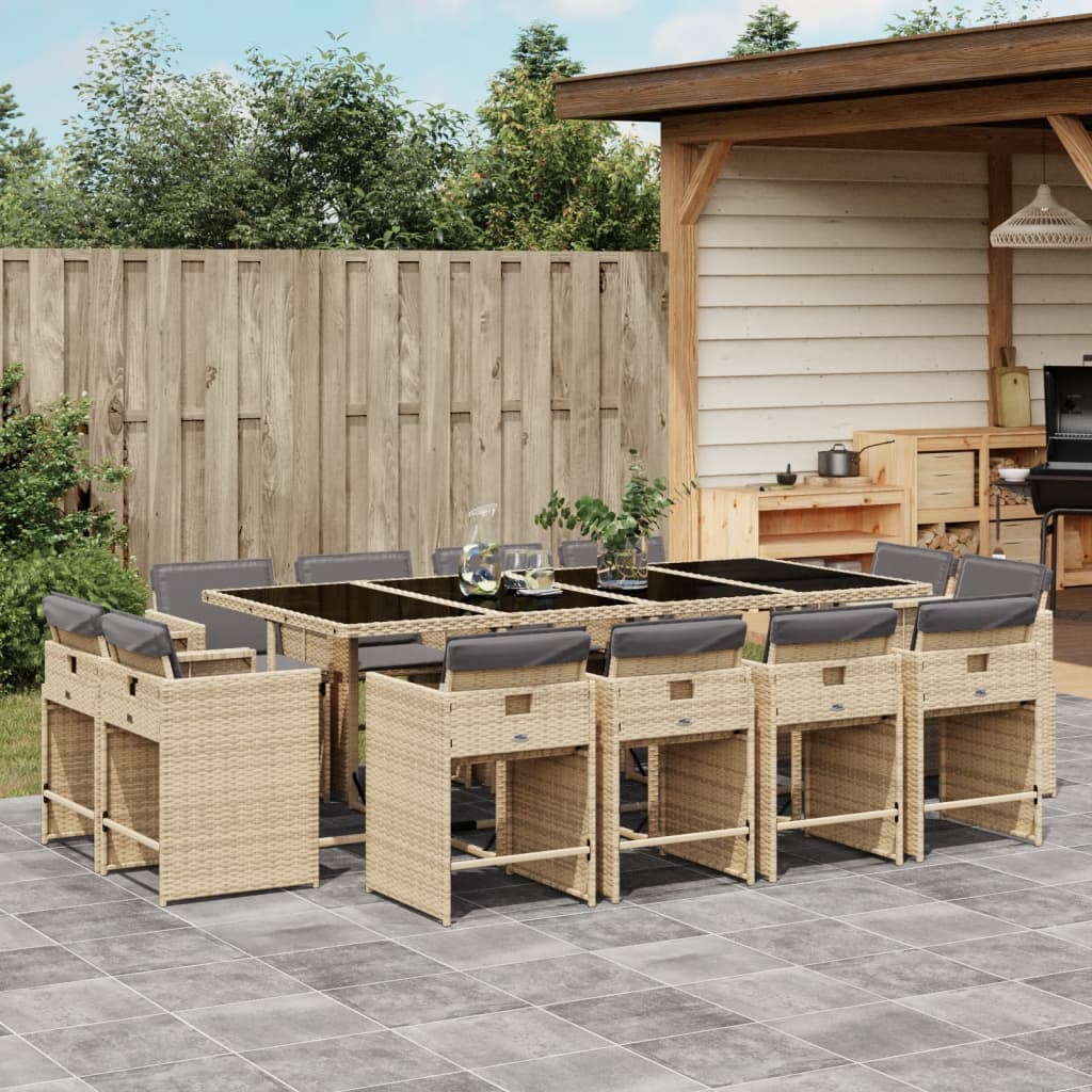13-delige Tuinset met kussens poly rattan gemengd beige is nu te koop bij PeponiXL, paradijselijk wonen!