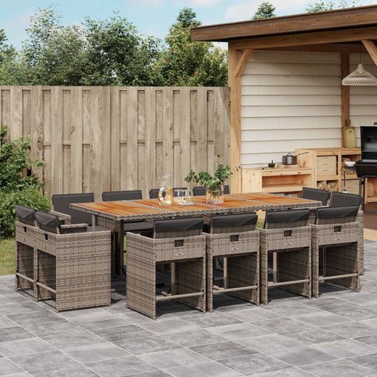 13-delige Tuinset met kussens poly rattan grijs is nu te koop bij PeponiXL, paradijselijk wonen!