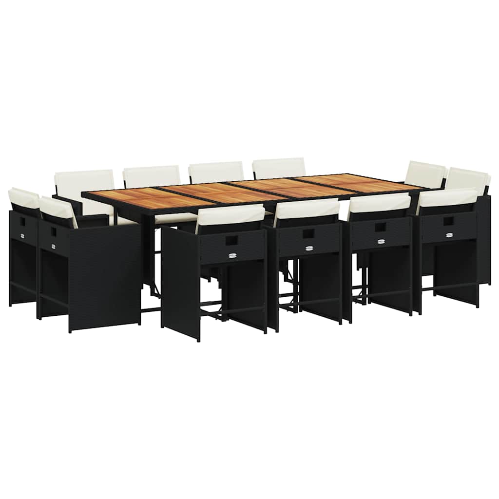 13-delige Tuinset met kussens poly rattan zwart is nu te koop bij PeponiXL, paradijselijk wonen!