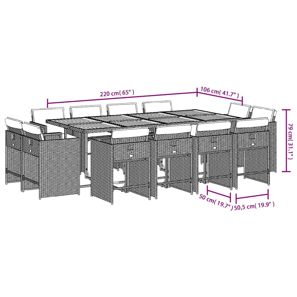 13-delige Tuinset met kussens poly rattan zwart is nu te koop bij PeponiXL, paradijselijk wonen!