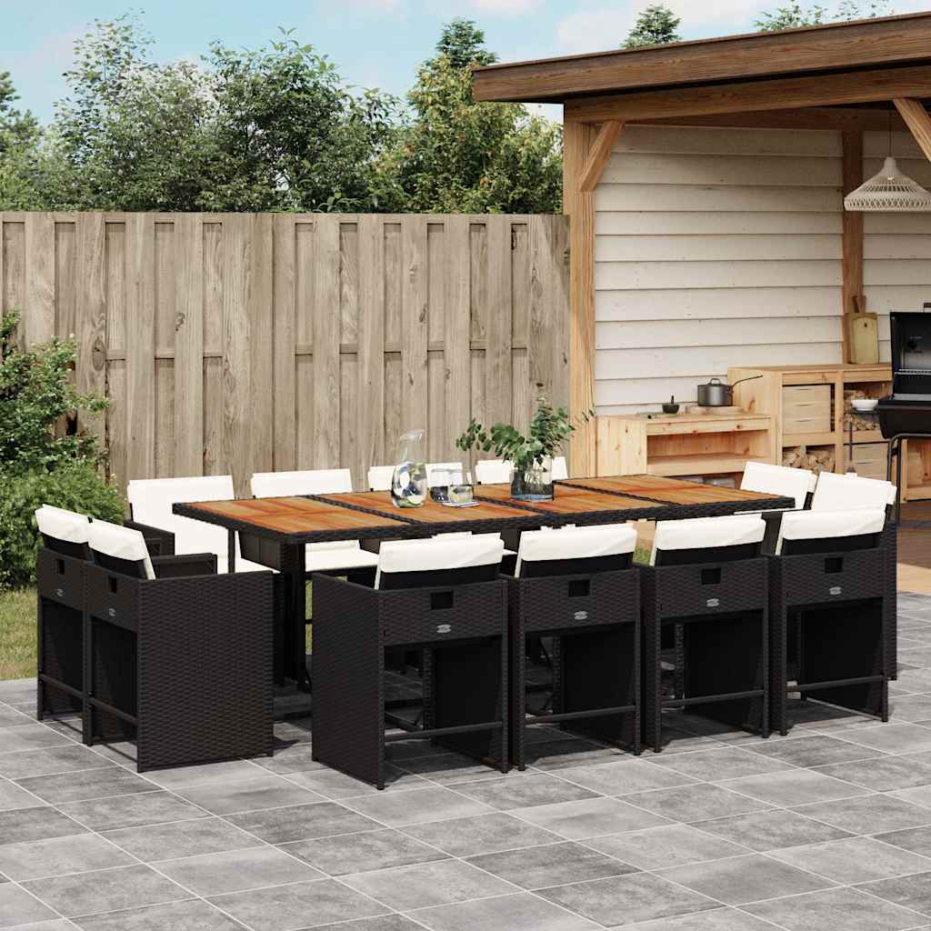 13-delige Tuinset met kussens poly rattan zwart is nu te koop bij PeponiXL, paradijselijk wonen!