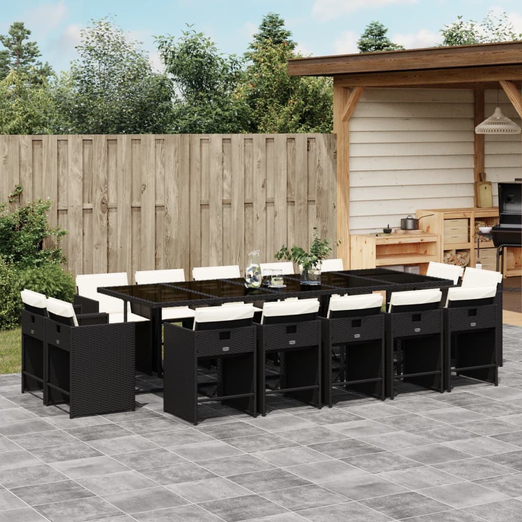 15-delige Tuinset met kussens poly rattan zwart is nu te koop bij PeponiXL, paradijselijk wonen!