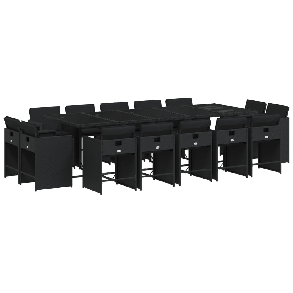 15-delige Tuinset met kussens poly rattan zwart is nu te koop bij PeponiXL, paradijselijk wonen!