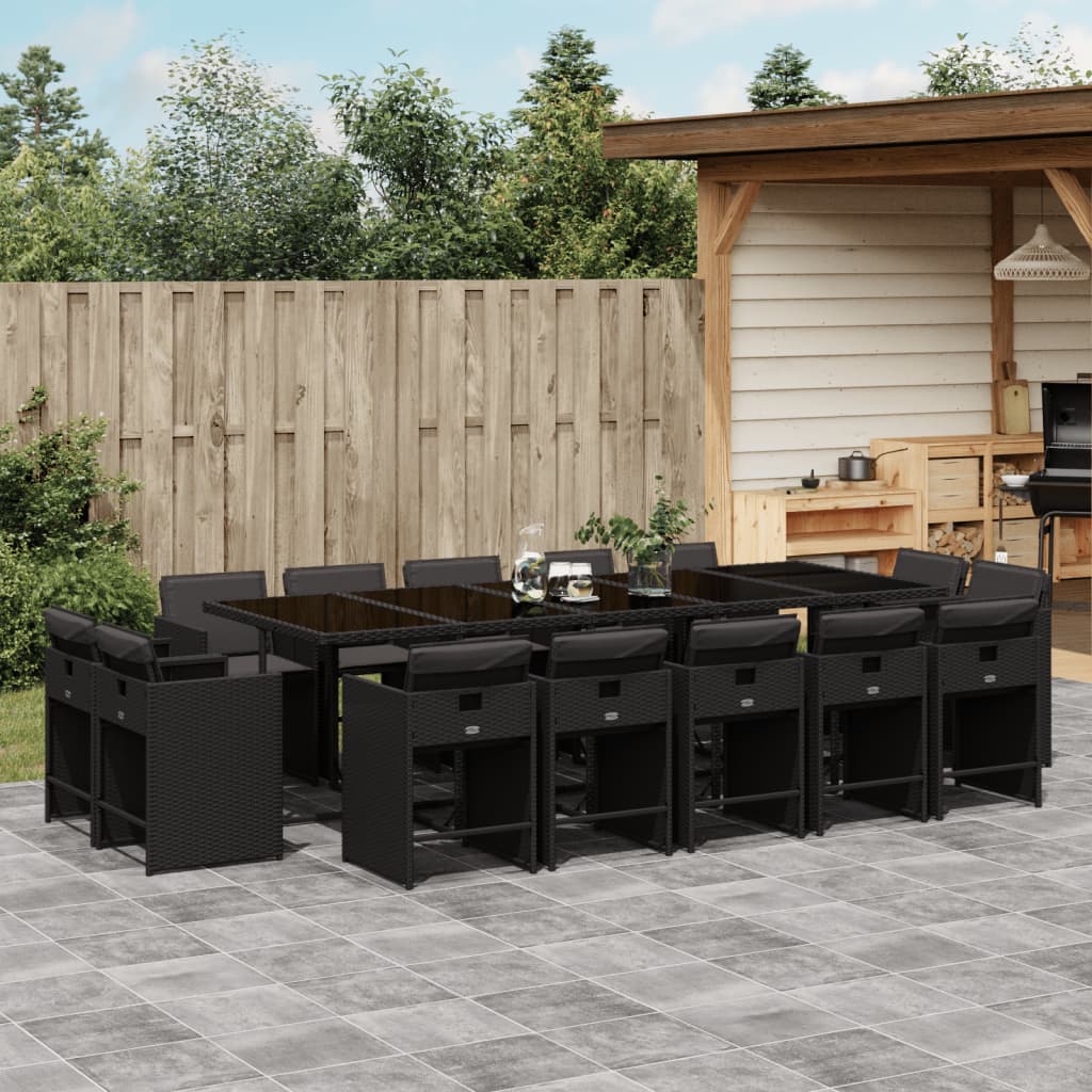 15-delige Tuinset met kussens poly rattan zwart is nu te koop bij PeponiXL, paradijselijk wonen!