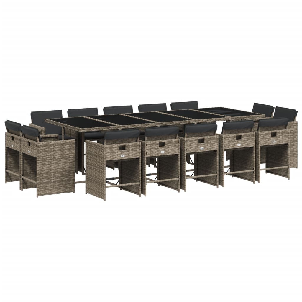 15-delige Tuinset met kussens poly rattan grijs is nu te koop bij PeponiXL, paradijselijk wonen!