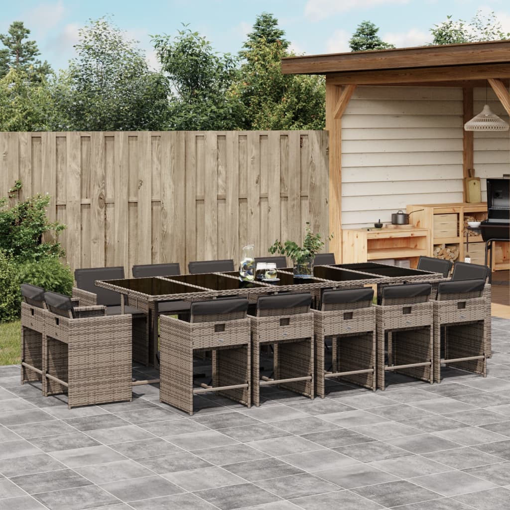 15-delige Tuinset met kussens poly rattan grijs is nu te koop bij PeponiXL, paradijselijk wonen!
