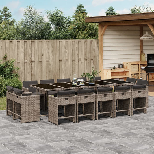 15-delige Tuinset met kussens poly rattan grijs is nu te koop bij PeponiXL, paradijselijk wonen!