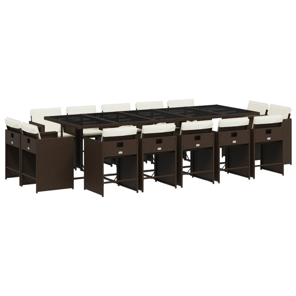 15-delige Tuinset met kussens poly rattan bruin is nu te koop bij PeponiXL, paradijselijk wonen!
