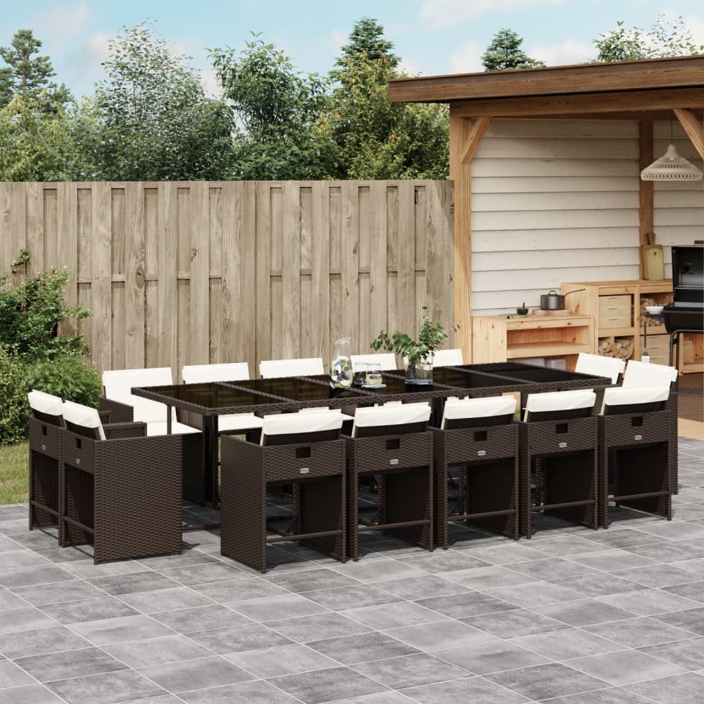 15-delige Tuinset met kussens poly rattan bruin is nu te koop bij PeponiXL, paradijselijk wonen!