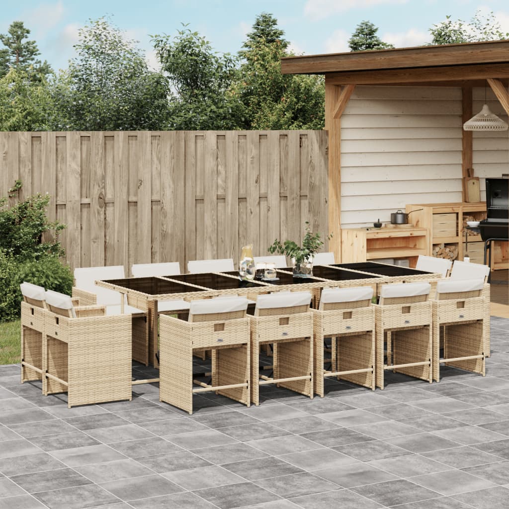 15-delige Tuinset met kussens poly rattan beige is nu te koop bij PeponiXL, paradijselijk wonen!