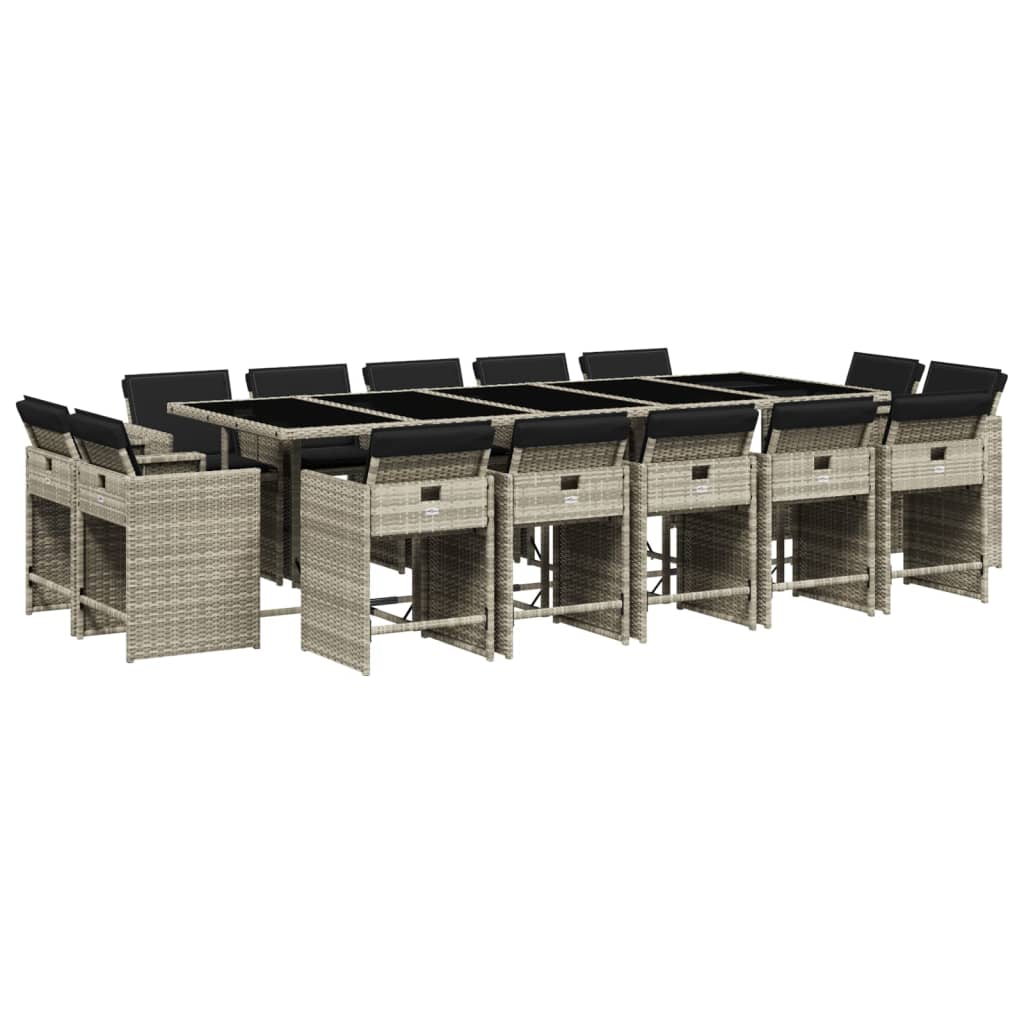 15-delige Tuinset met kussens poly rattan lichtgrijs is nu te koop bij PeponiXL, paradijselijk wonen!