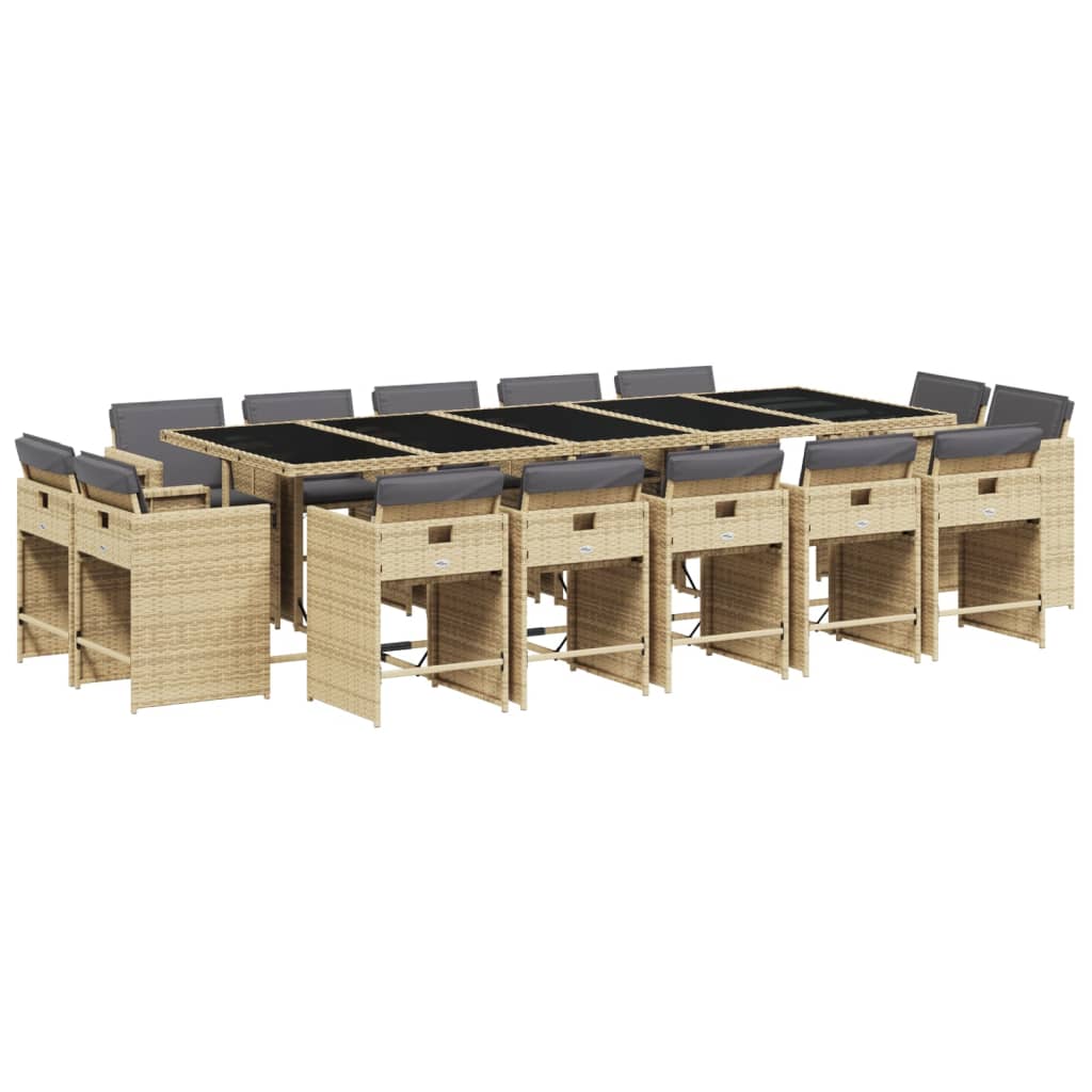 15-delige Tuinset met kussens poly rattan gemengd beige is nu te koop bij PeponiXL, paradijselijk wonen!