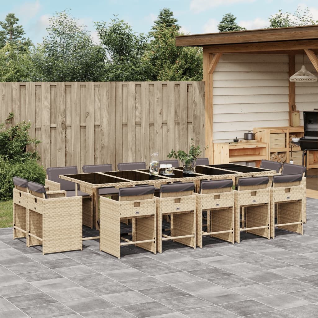 15-delige Tuinset met kussens poly rattan gemengd beige is nu te koop bij PeponiXL, paradijselijk wonen!