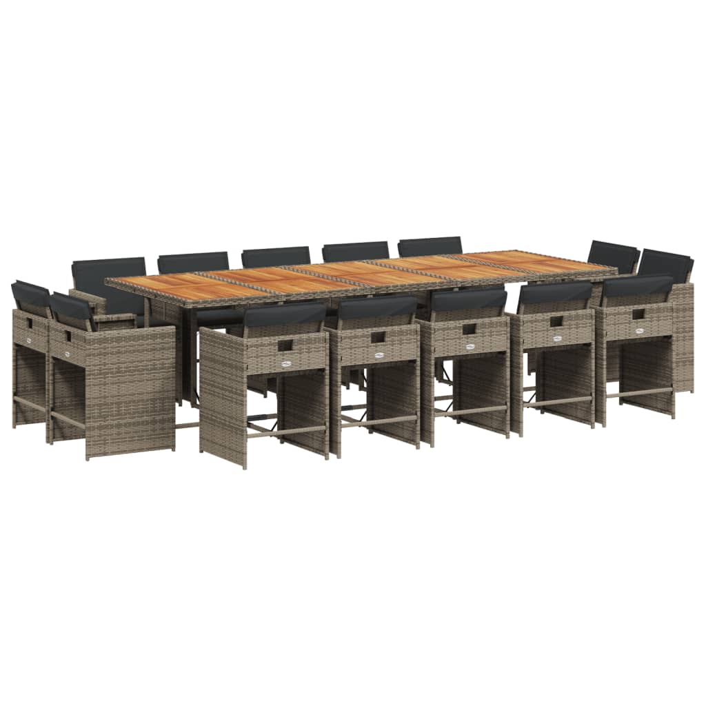 15-delige Tuinset met kussens poly rattan grijs is nu te koop bij PeponiXL, paradijselijk wonen!