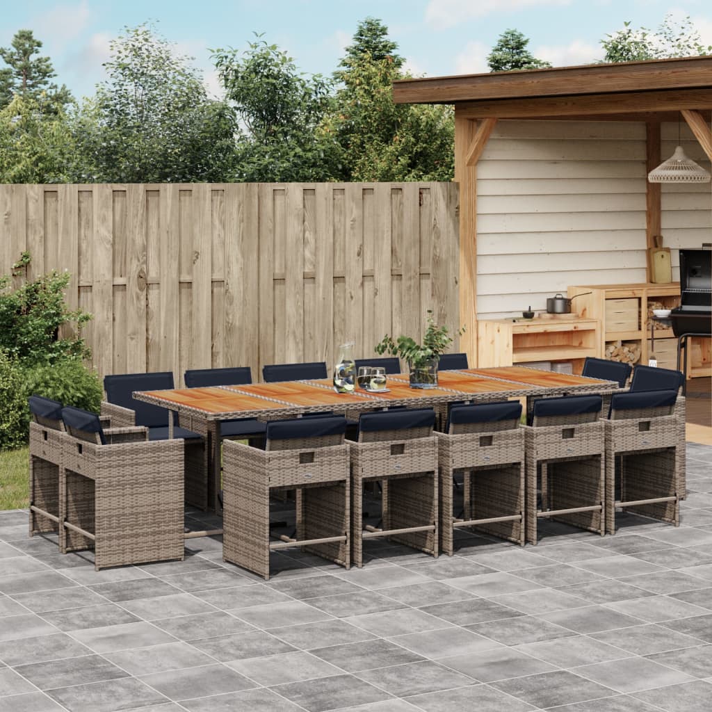 15-delige Tuinset met kussens poly rattan grijs is nu te koop bij PeponiXL, paradijselijk wonen!