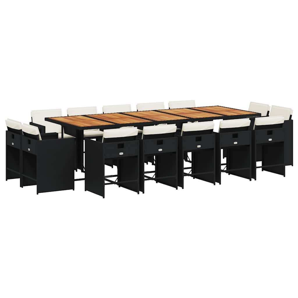 15-delige Tuinset met kussens poly rattan zwart is nu te koop bij PeponiXL, paradijselijk wonen!